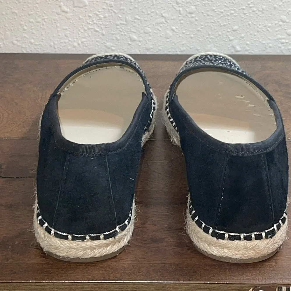 Franco Sarto Black Suede Leather Fabric twilight Espadrilles Sz. 10